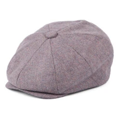 Christys Hats Lovat Teviot Tweed 8 Piece Newsboy Cap - Light Purple