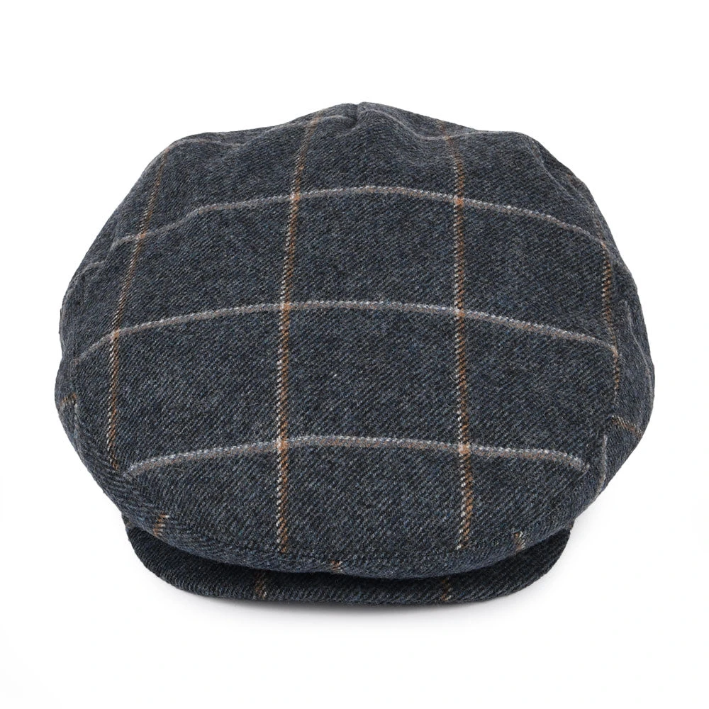 Jaxon & James Gaslamp Windowpane Plaid Flat Cap - Denim Blue - Image 2