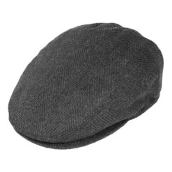 Jaxon & James Herringbone Flat Cap - Charcoal
