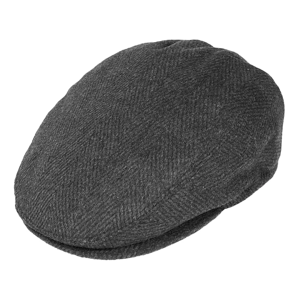 Jaxon & James Herringbone Flat Cap - Charcoal