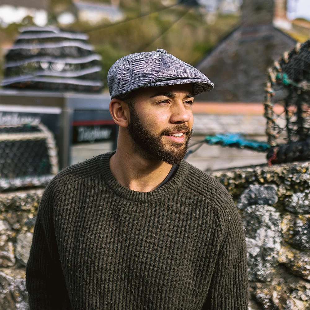 Jaxon & James Marl Tweed Newsboy Cap - Black - Image 4