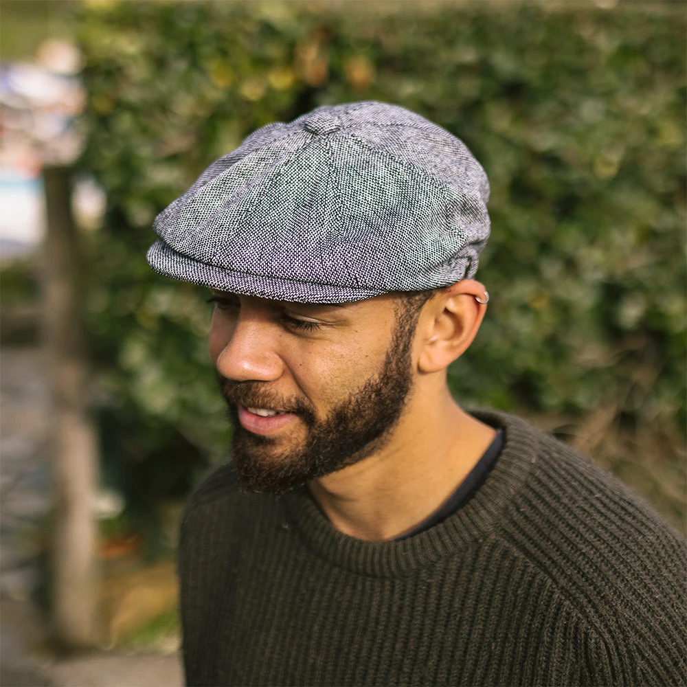 Jaxon & James Marl Tweed Newsboy Cap - Black - Image 5