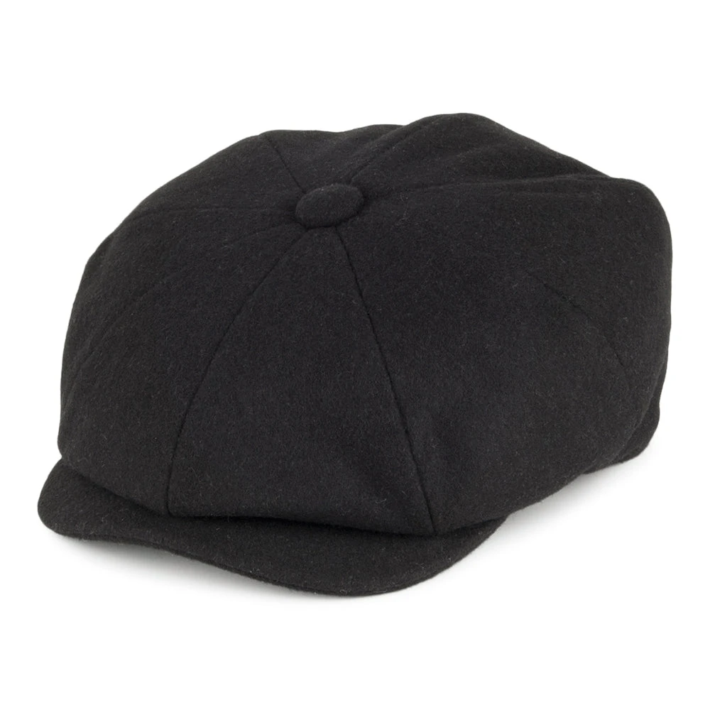 Christys Hats Melton Wool Newsboy Cap - Black