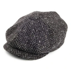 City Sport Donegal Tweed Herringbone Newsboy Cap - Grey Mix