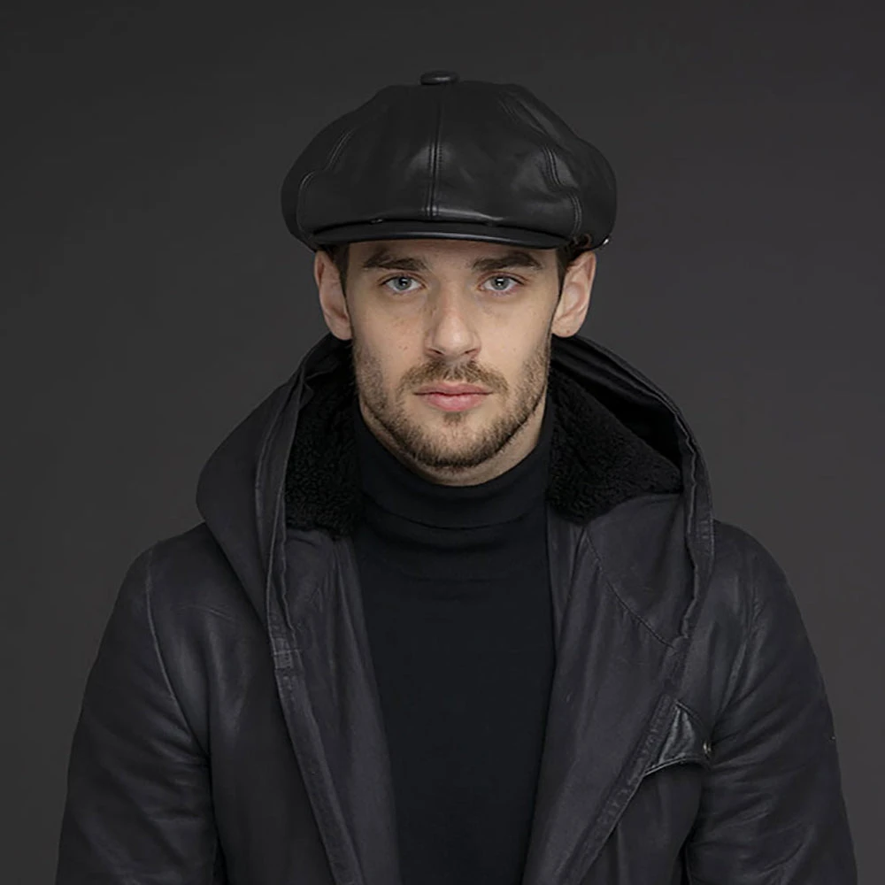 Bailey Hats Noclin Leather Newsboy Cap - Black - Image 2