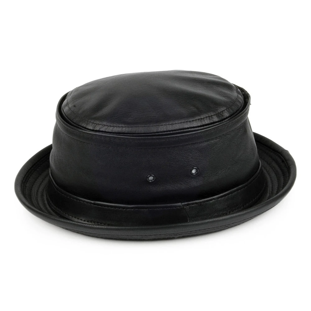 New York Hat Company Leather Bucket Hat - Black - Image 2
