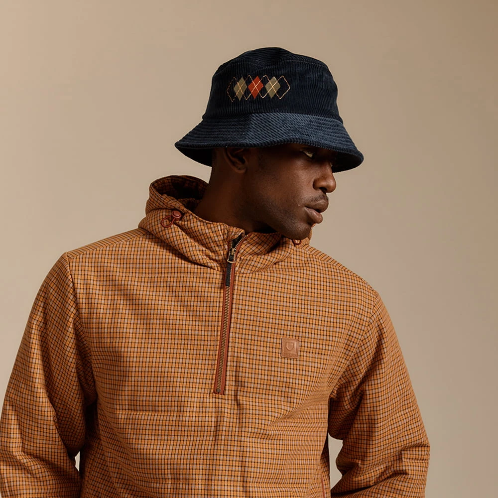 Brixton Hats Gramercy Packable Corduroy Bucket Hat - Washed Navy - Image 4