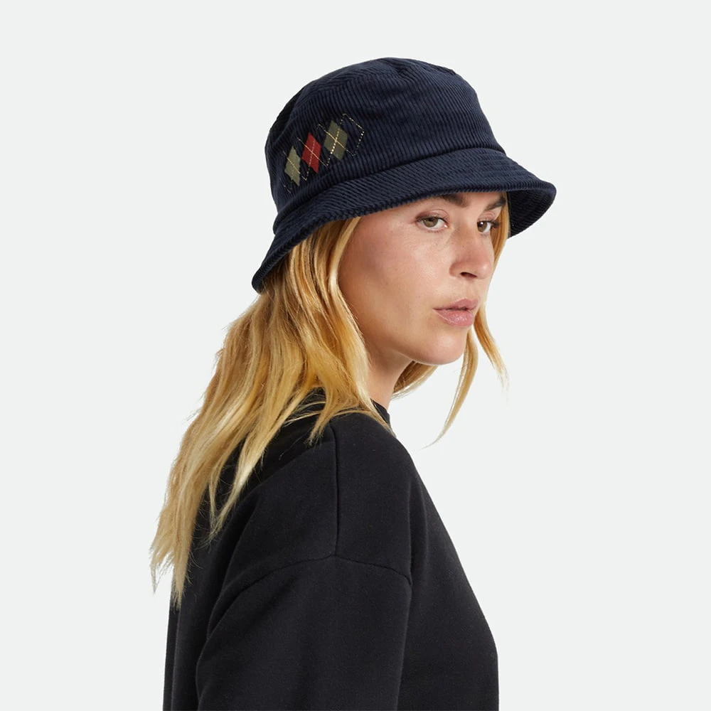Brixton Hats Gramercy Packable Corduroy Bucket Hat - Washed Navy - Image 5