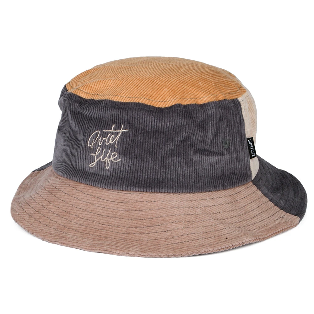 The Quiet Life Hats Colour Block Cord Bucket Hat - Tan-Grey