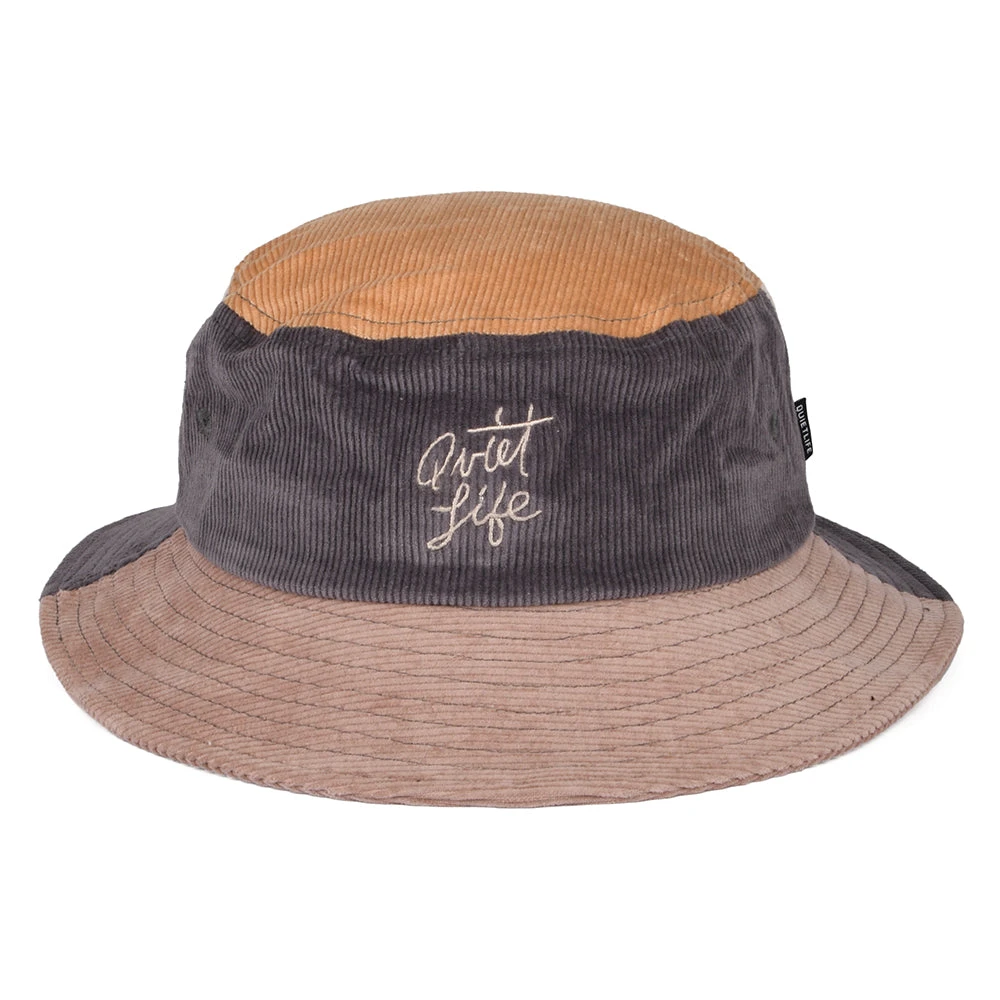 The Quiet Life Hats Colour Block Cord Bucket Hat - Tan-Grey - Image 2