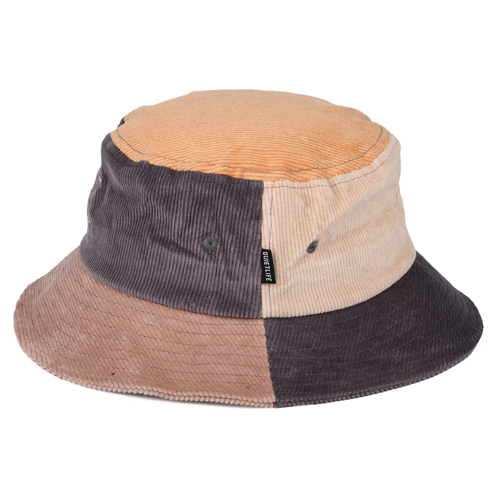 The Quiet Life Hats Colour Block Cord Bucket Hat - Tan-Grey - Image 3