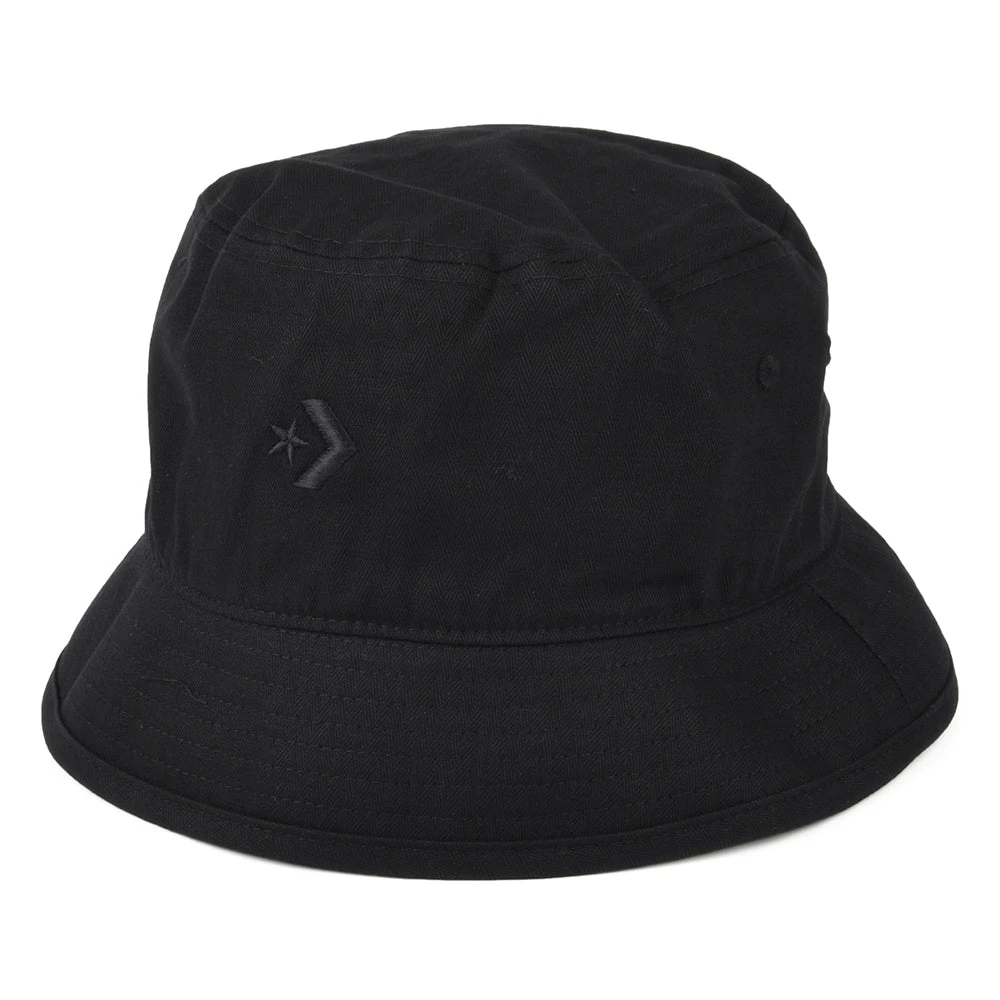 Converse Herringbone Cotton Twill Bucket Hat - Black
