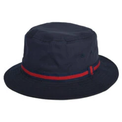 Dorfman Pacific Hats Striped Water Repellent Bucket Hat - Navy Blue