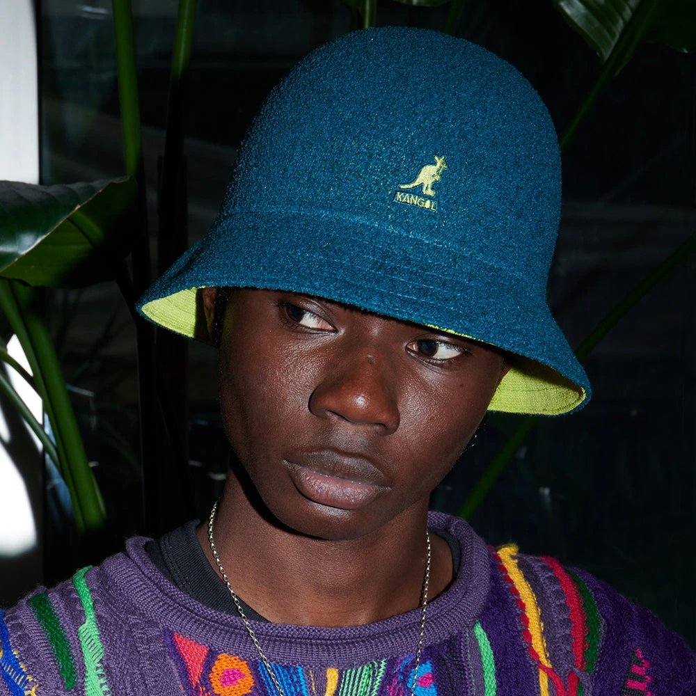 Kangol Flip It Reversible Casual Bucket Hat - Teal-Lime - Image 3