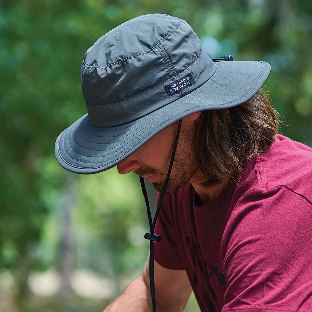 Dorfman Pacific Hats Evergreen Packable Big Brim Boonie Hat - Charcoal - Image 2