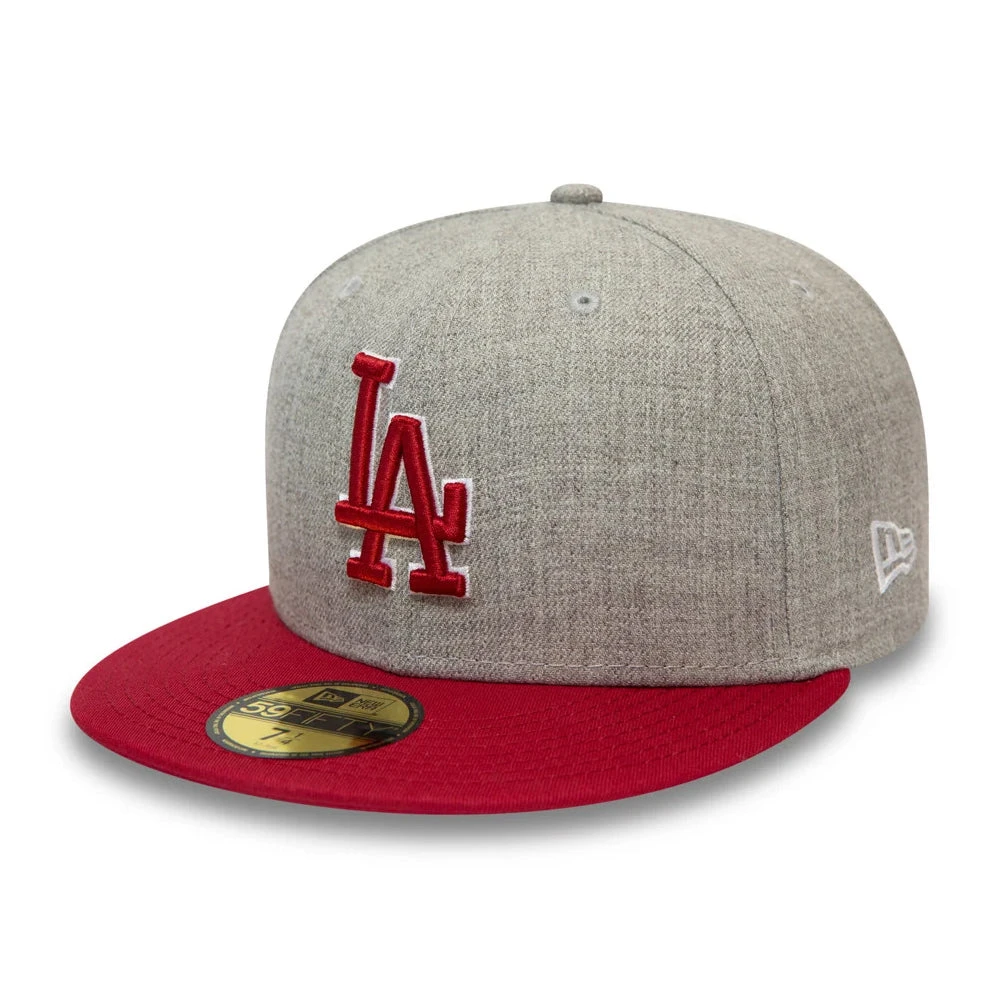New Era Unisex 59FIFTY L.A. Dodgers Baseball Cap - MLB Heather Contrast - Grey-Red