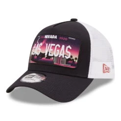 New Era 9FORTY Las Vegas A-Frame Trucker Cap - License Plate - Navy-White