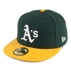 New Era 59FIFTY Oakland Athletics Baseball Cap - MLB On Field AC Perf - Green-Yellow