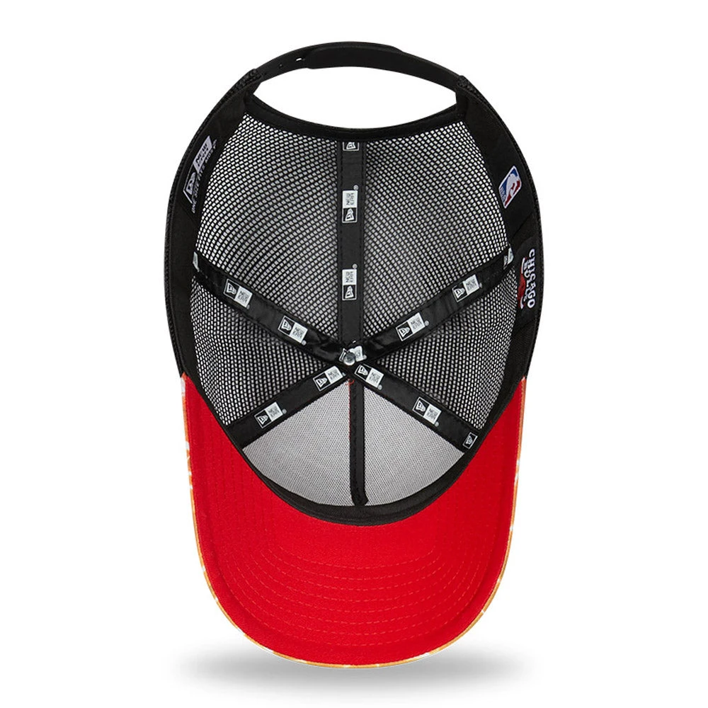 New Era 9FORTY Chicago Bulls A-Frame Trucker Cap - NBA Summer City - Red-Black - Image 4