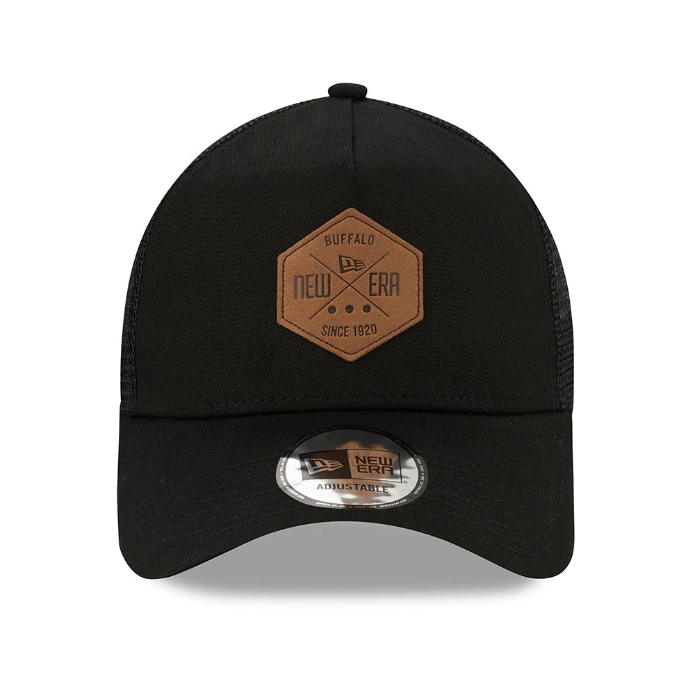 New Era 9FORTY A-Frame Trucker Cap - Heritage Patch - Black - Image 2