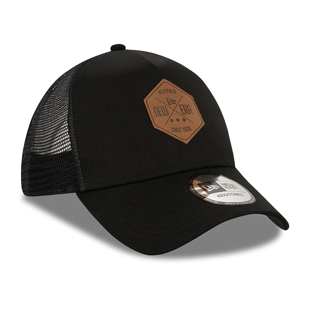 New Era 9FORTY A-Frame Trucker Cap - Heritage Patch - Black - Image 3
