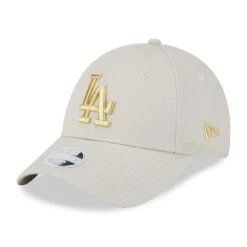 New Era Womens 9FORTY L.A. Dodgers Baseball Cap - MLB Metallic Logo - Stone-Gold