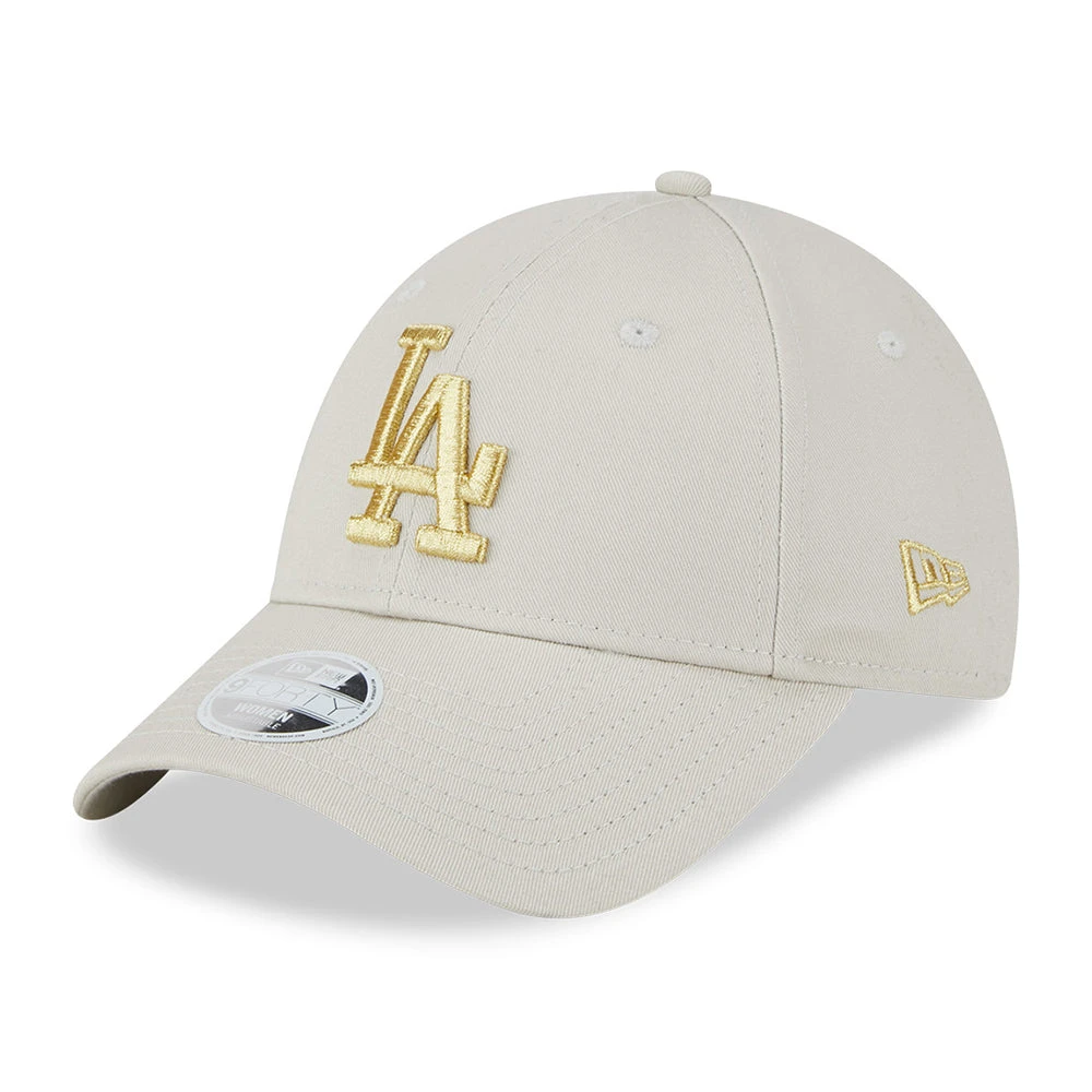 New Era Womens 9FORTY L.A. Dodgers Baseball Cap - MLB Metallic Logo - Stone-Gold