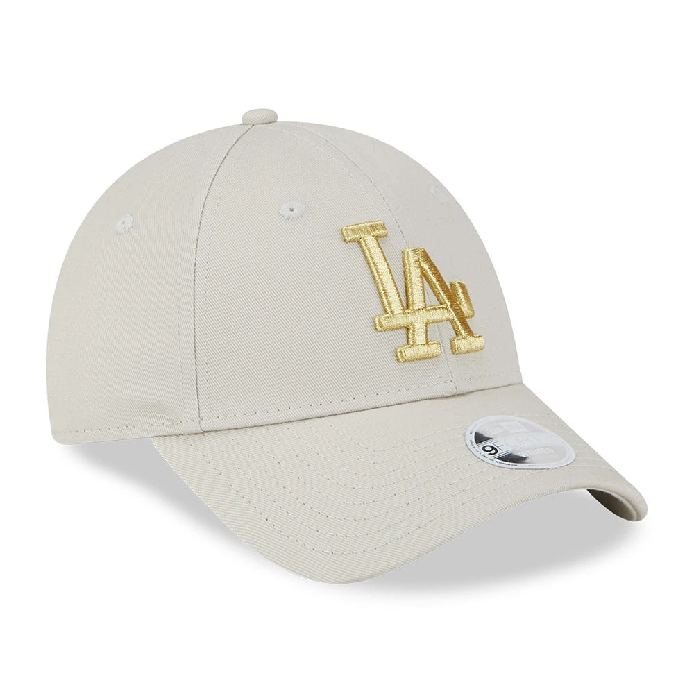 New Era Womens 9FORTY L.A. Dodgers Baseball Cap - MLB Metallic Logo - Stone-Gold - Image 3