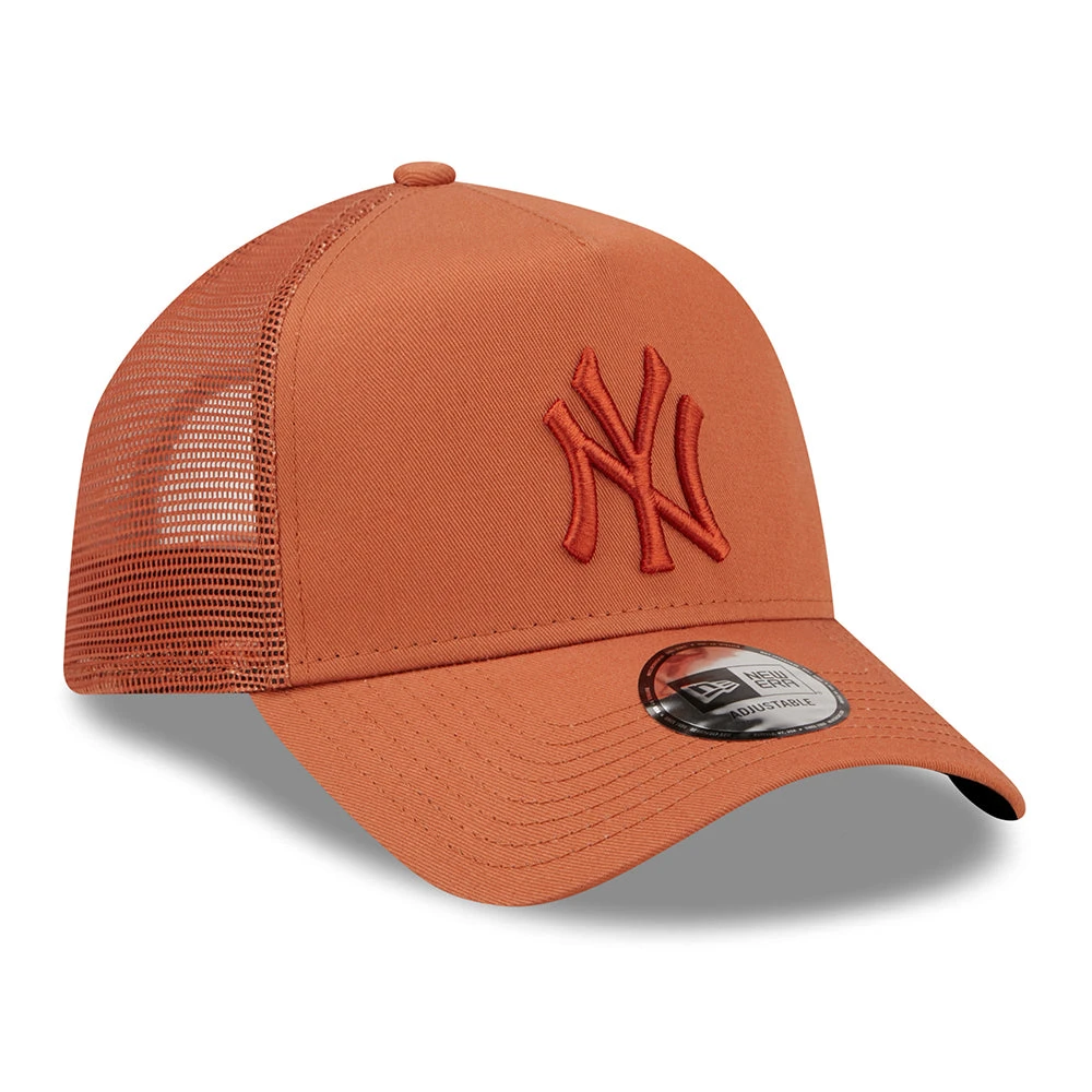 New Era 9FORTY New York Yankees A-Frame Trucker Cap - MLB Tonal Mesh - Rust - Image 3