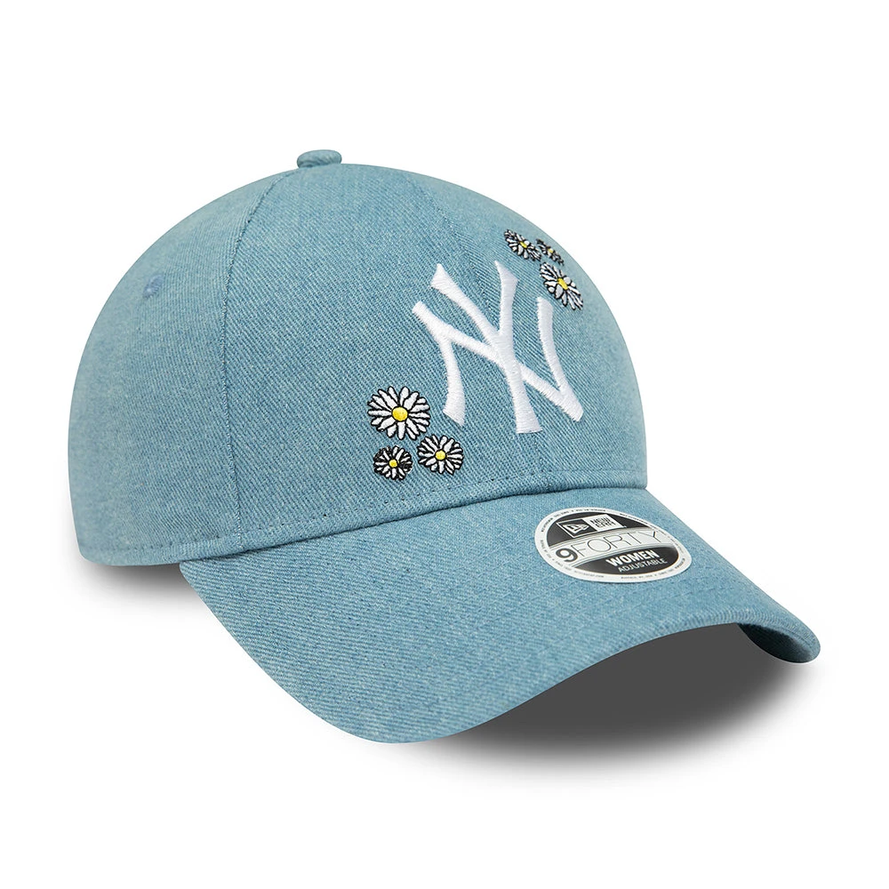 New Era Womens 9FORTY New York Yankees Baseball Cap - MLB Denim - Blue-White - Image 3
