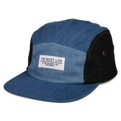 The Quiet Life Hats Patchwork Denim 5 Panel Cap - Denim-Black