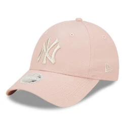 New Era Womens 9FORTY New York Yankees Baseball Cap - MLB Metallic Logo - Light Pink-Silver