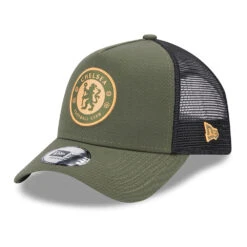 New Era Chelsea FC A-Frame Trucker Cap - Seasonal Lion Crest - Olive-Black