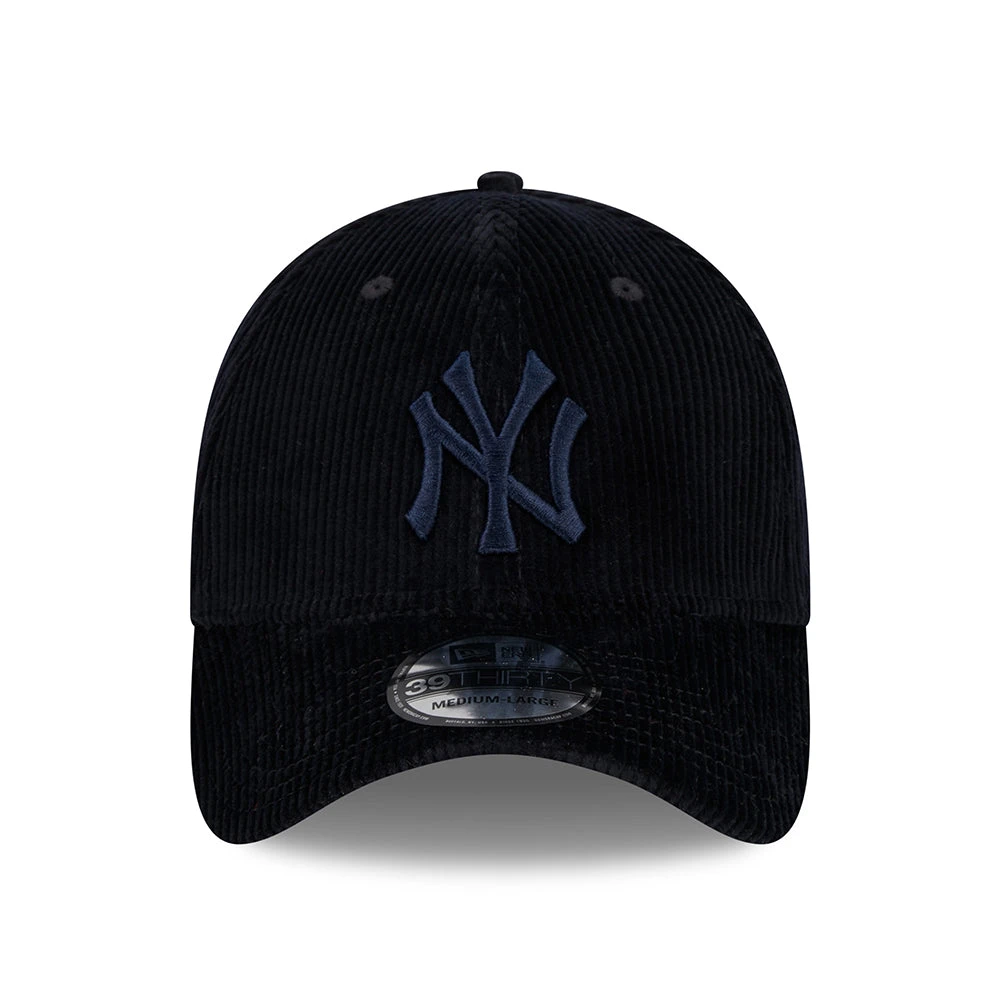 New Era 39THIRTY New York Yankees Baseball Cap - MLB Wide Cord - Navy On Navy - Image 2