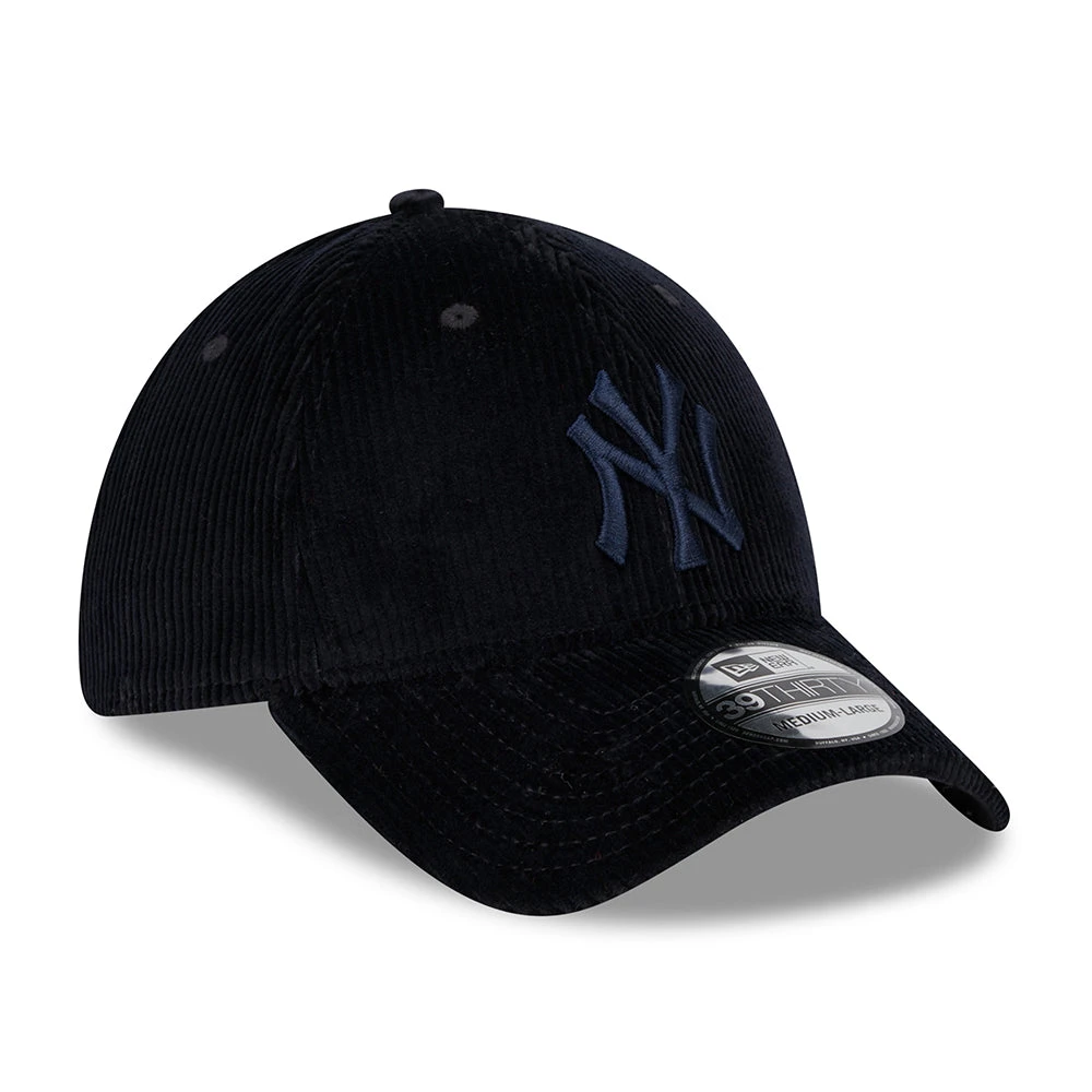 New Era 39THIRTY New York Yankees Baseball Cap - MLB Wide Cord - Navy On Navy - Image 3