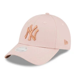 New Era Womens 9FORTY New York Yankees Baseball Cap - MLB Metallic Logo - Pink-Rose Gold