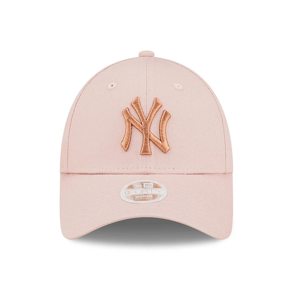 New Era Womens 9FORTY New York Yankees Baseball Cap - MLB Metallic Logo - Pink-Rose Gold - Image 2
