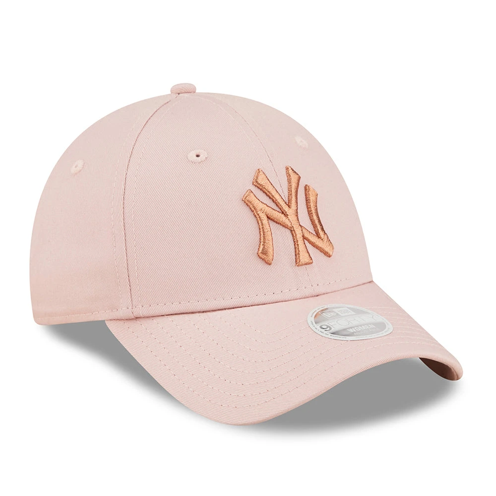 New Era Womens 9FORTY New York Yankees Baseball Cap - MLB Metallic Logo - Pink-Rose Gold - Image 3
