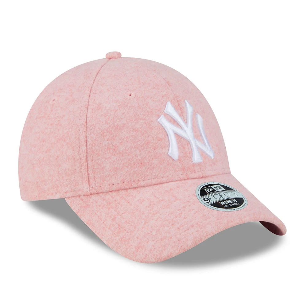 New Era Womens 9FORTY New York Yankees Baseball Cap - MLB Wool - Pink-White - Image 3