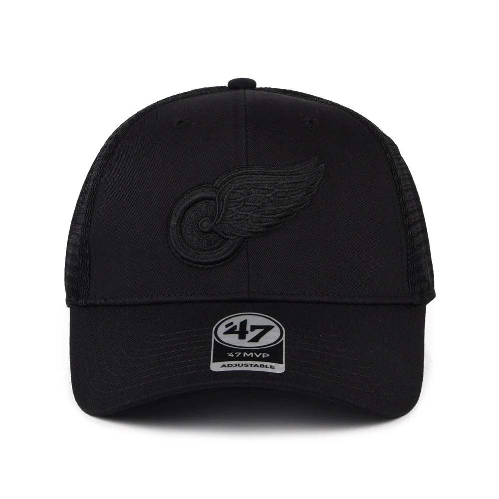 '47 BRAND 47 Brand Detroit Red Wings Trucker Cap - NHL Branson MVP - Black On Black - Image 2
