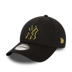 New Era 9FORTY New York Yankees Baseball Cap - MLB Team Outline - Black-Yellow