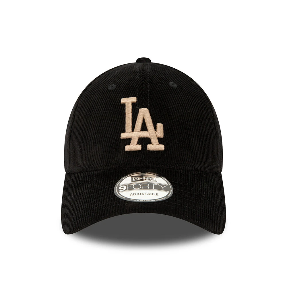 New Era 9FORTY L.A. Dodgers Baseball Cap - MLB Cord - Black-Light Brown - Image 2