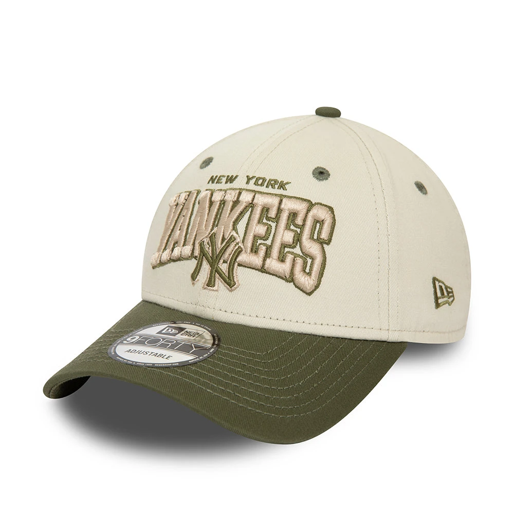 New Era 9FORTY New York Yankees Baseball Cap - MLB White Crown - Ivory-Olive