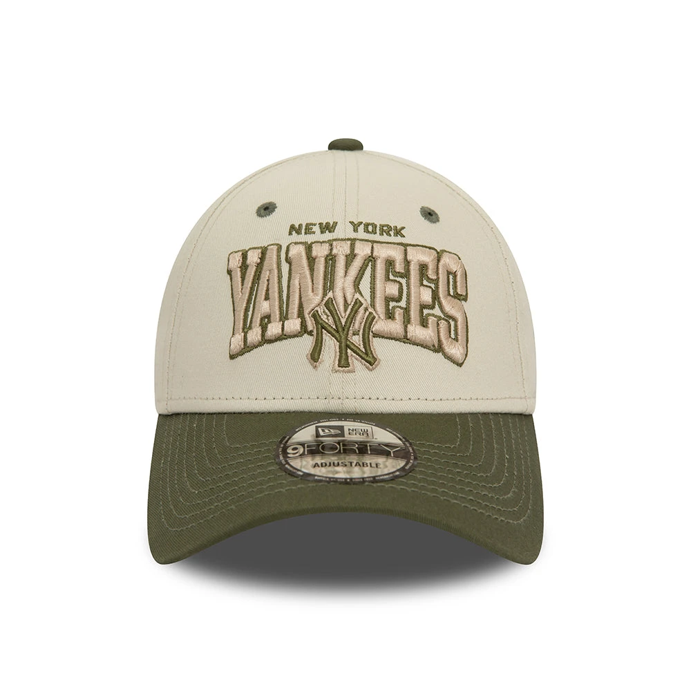 New Era 9FORTY New York Yankees Baseball Cap - MLB White Crown - Ivory-Olive - Image 2