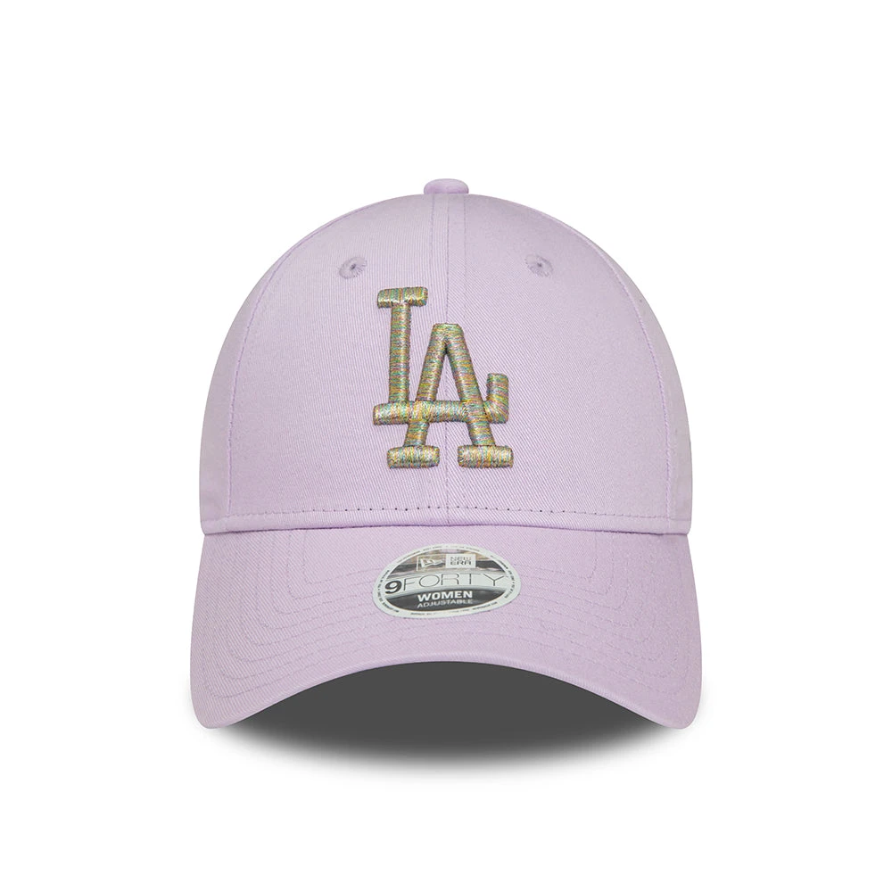 New Era Womens 9FORTY L.A. Dodgers Baseball Cap - MLB Metallic Logo - Lavender-Silver - Image 2