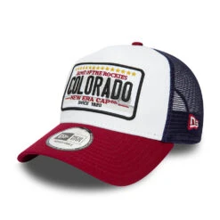 New Era Colorado A-Frame Trucker Cap - Patch - White-Cardinal-Navy
