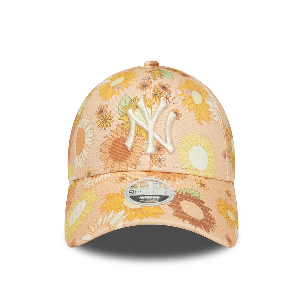 New Era Womens 9FORTY New York Yankees Baseball Cap - MLB Floral AOP - Peach - Image 2