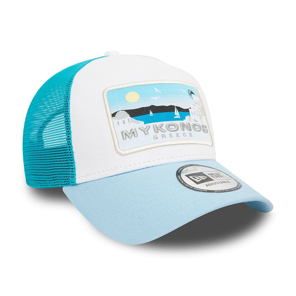 New Era Mykonos A-Frame Trucker Cap - NE Summer - White-Light Blue - Image 2