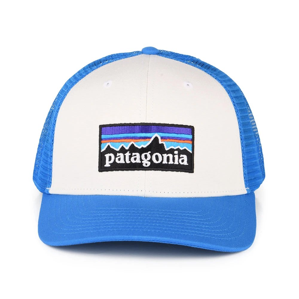 Patagonia Hats P-6 Logo Organic Cotton Trucker Cap - Off White-Blue - Image 2