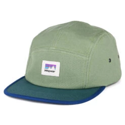 Patagonia Hats Shop Sticker Graphic Maclure Organic Cotton 5 Panel Cap - Matcha Green